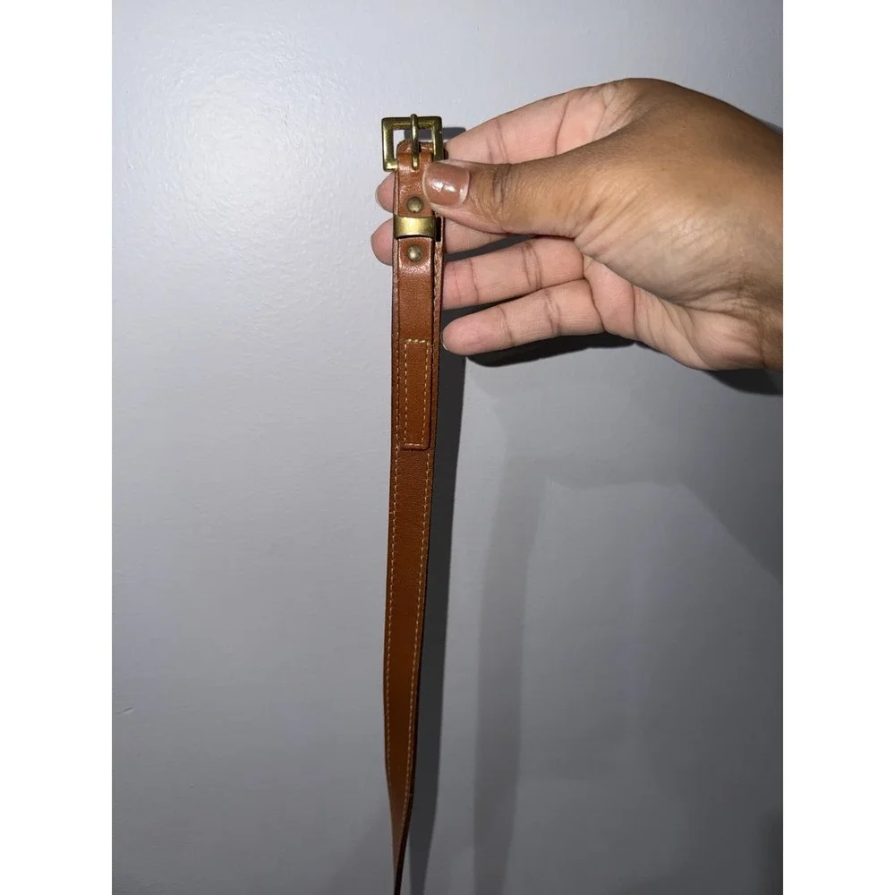 Genuine Leather Belt Size 36 Brown Tan Dress Casual Silver Buckle 38.5